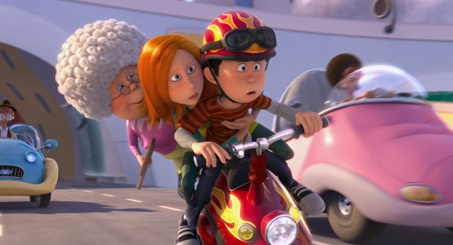 Cartoon character motorcycle woman back free wallpaper - medium preview image