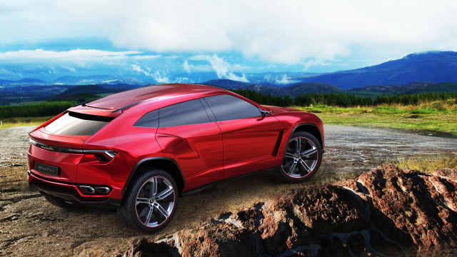Red sports car rocky road #2 free wallpaper - medium preview image
