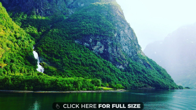 Waterfall mountain lake click here free wallpaper - medium preview image
