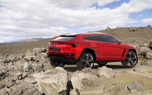 Red lamb suv rocky terrain free wallpaper - medium preview image