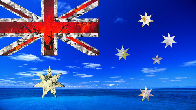 Flag stars ocean sky clouds free wallpaper - medium preview image