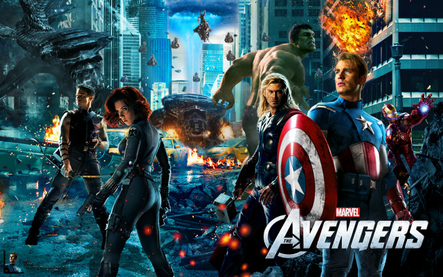 Avengers city skyline fireball explosion free wallpaper - medium preview image