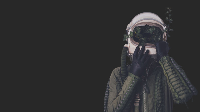 Green jacket gloves covering face free wallpaper - medium preview image