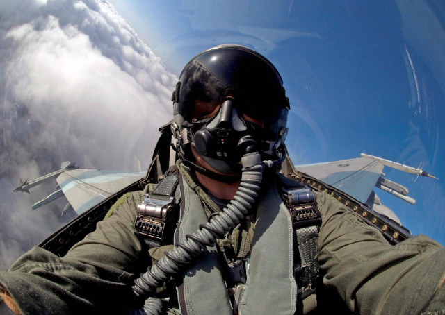 Fighter jet flying sky helmet free wallpaper - medium preview image