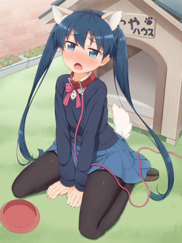 Girl cat sitting ground lap free wallpaper - medium preview image
