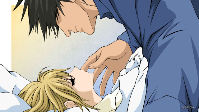 Man woman bed touching end free wallpaper - medium preview image