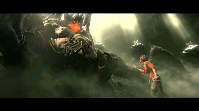 Woman giant creature forest fog free wallpaper - medium preview image