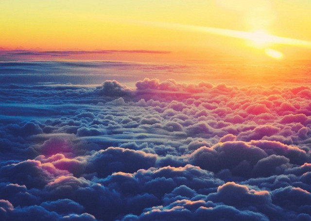 Sunset clouds sky sunlight distant free wallpaper - medium preview image