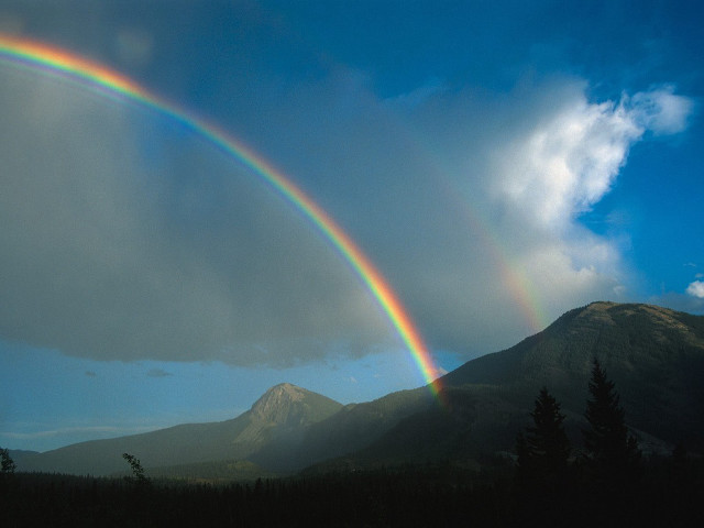 Rainbow mountain range distance scenery free wallpaper - medium preview image