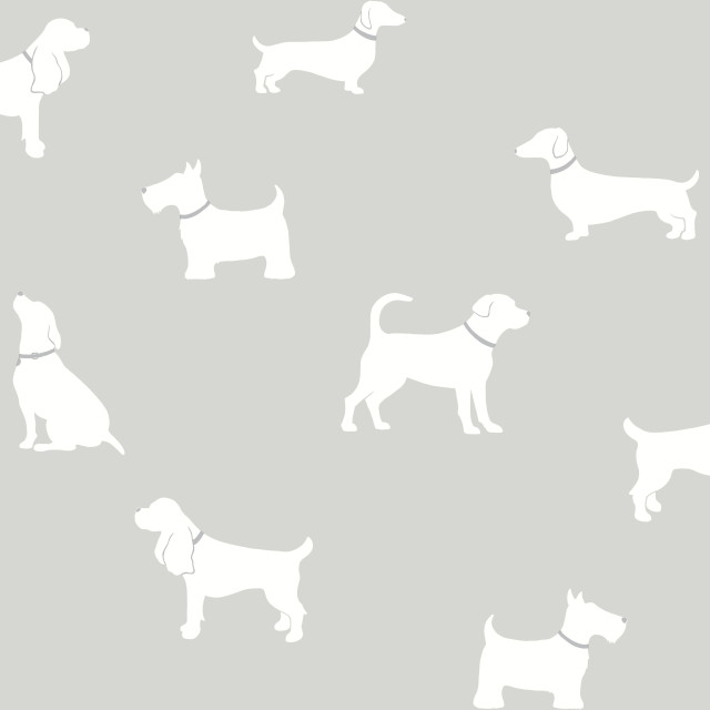 White dog silhouette gray background free wallpaper - medium preview image