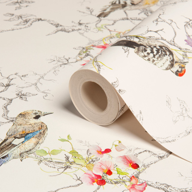 White paper bird flowers background free wallpaper - medium preview image