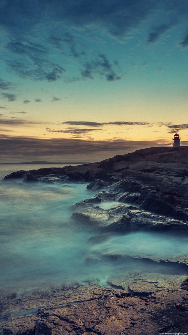 Lighthouse rocky shore sunset water #7 free wallpaper - medium preview image