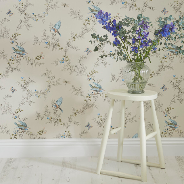 Vase blue flowers white stool free wallpaper - medium preview image