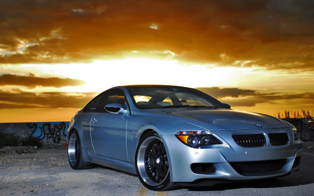 Silver car sunset clouds sky free wallpaper - medium preview image