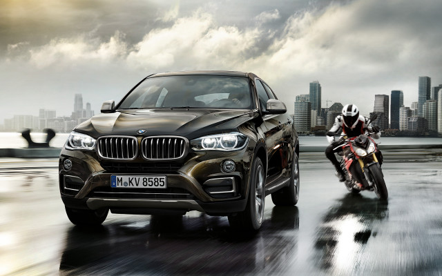 Motorcycles wet road city car free wallpaper - medium preview image