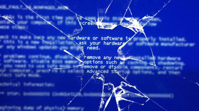Broken glass blue background message free wallpaper - medium preview image