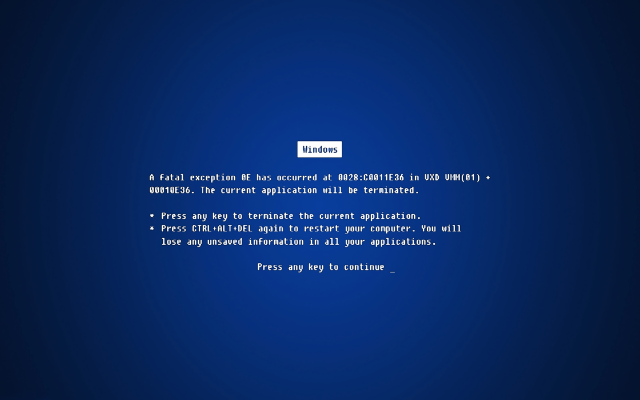 Blue screen message real application free wallpaper - medium preview image