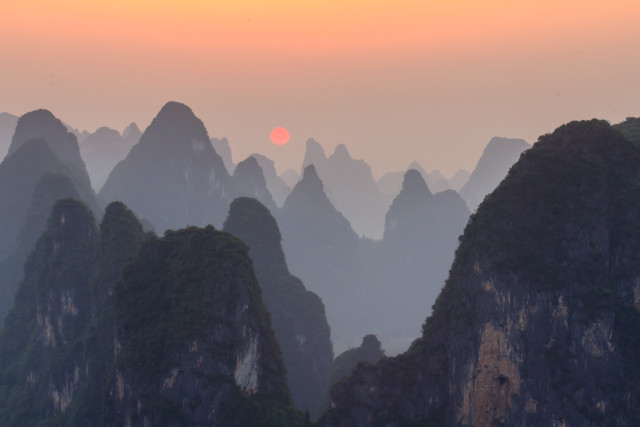Mountain range sunset bird flying free wallpaper - medium preview image