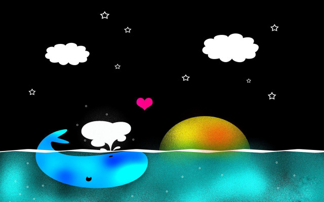 Whale floating ocean heart balloon free wallpaper - medium preview image