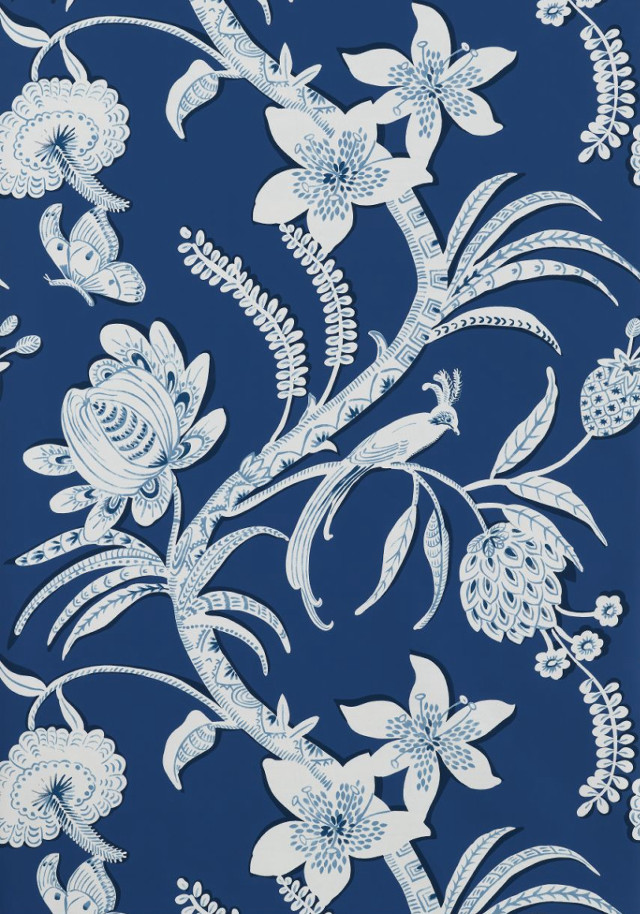Blue white floral wallpaper white free wallpaper - medium preview image