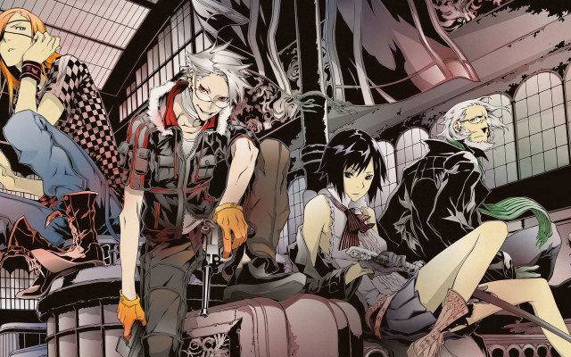 Anime characters bench train station free wallpaper - medium preview image