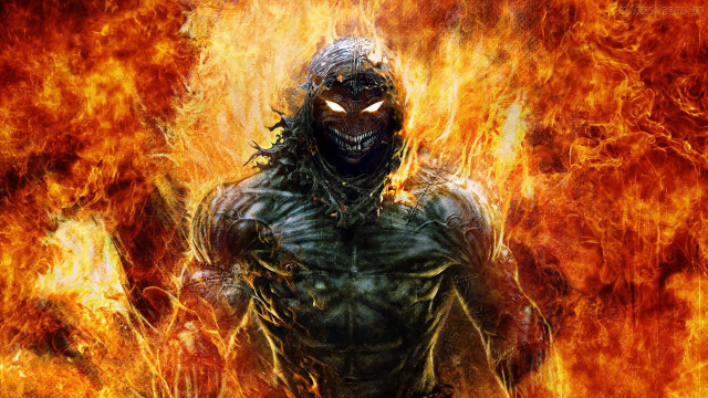 Man black mask fire flames #2 free wallpaper - medium preview image