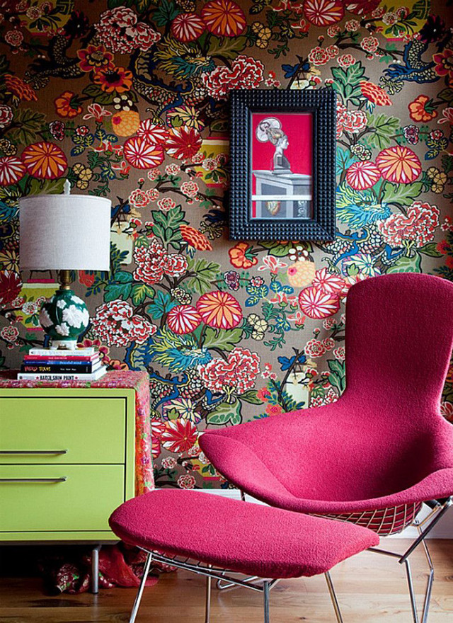 Chair table wallpaper painting maximalism free wallpaper - medium preview image