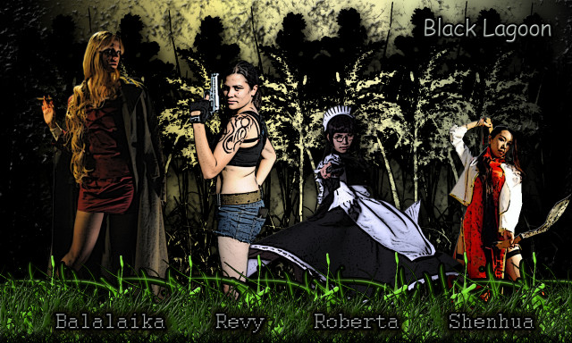 Women costumes field trees black free wallpaper - medium preview image