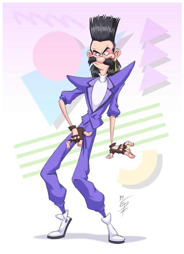 Cartoon character mustache purple suit free wallpaper - medium preview image