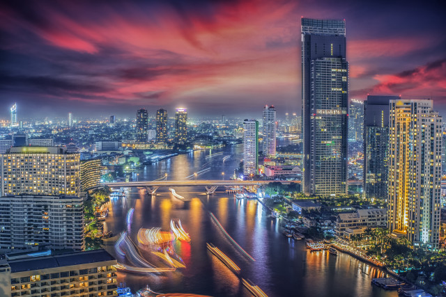 City skyline river bridge night #5 free wallpaper - medium preview image