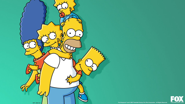 Simpsons characters group green blue free wallpaper - medium preview image