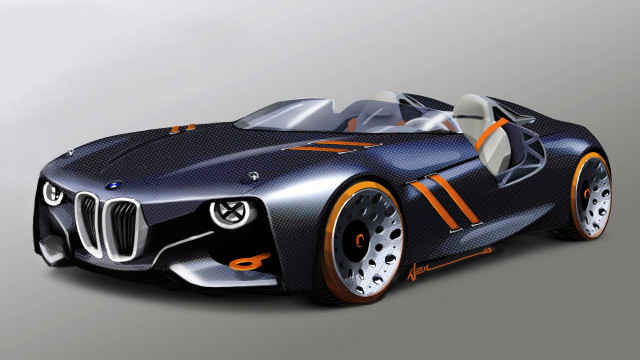 Futuristic orange accent concept car free wallpaper - medium preview image