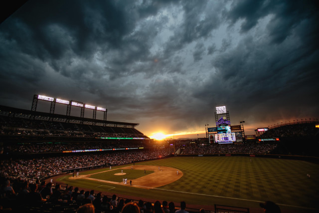 Baseball field cloudy sunset foreground free wallpaper - medium preview image