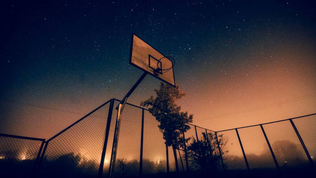 Basketball hoop night stars fence free wallpaper - medium preview image