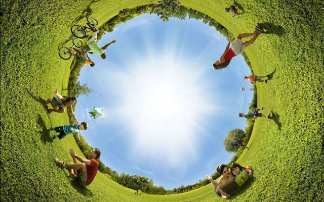 People laying grass circle sky #2 free wallpaper - medium preview image