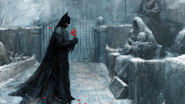 Gothic snowy cemetery man red free wallpaper - medium preview image