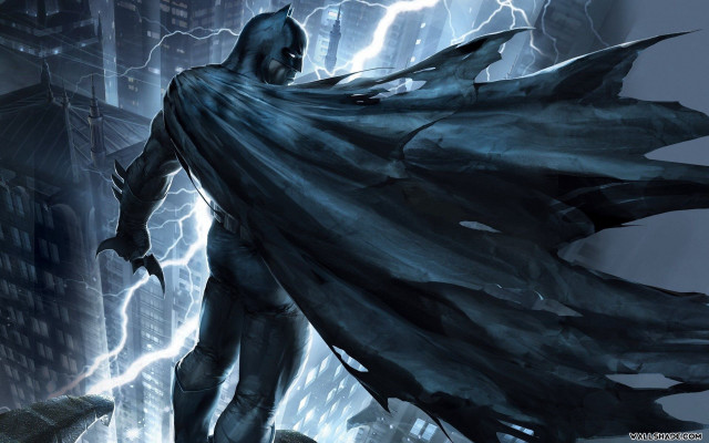 Batman lightning storm cape hero free wallpaper - medium preview image
