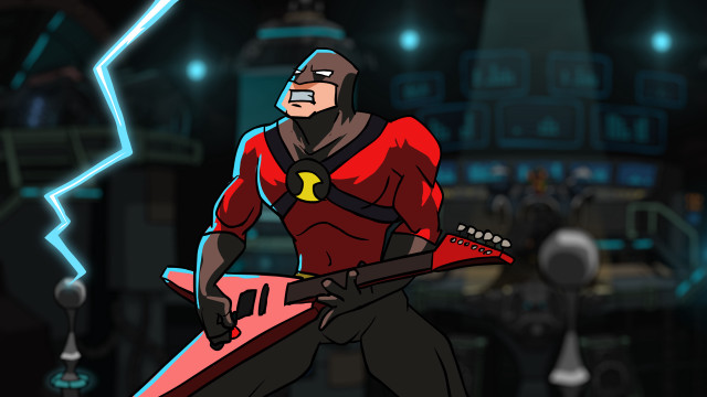 Cartoon character guitar dark room free wallpaper - medium preview image