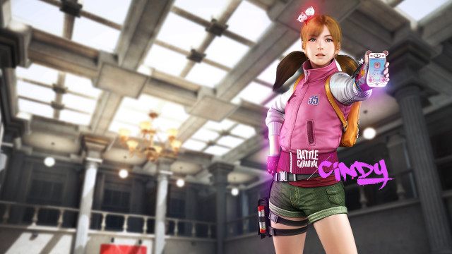 Girl pink jacket cellphone portrait free wallpaper - medium preview image