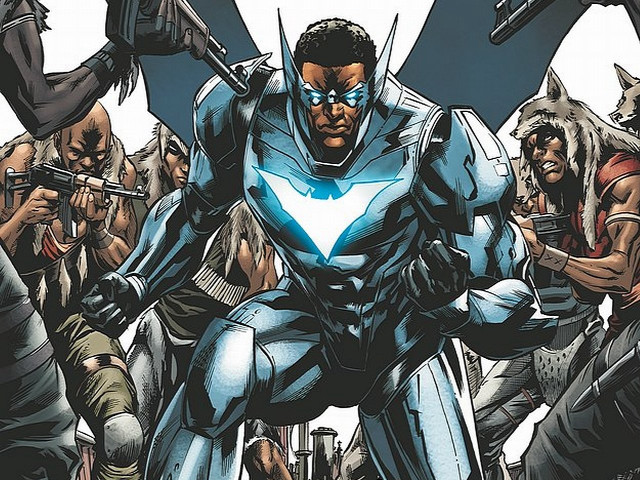 Man blue suit guns hammer free wallpaper - medium preview image