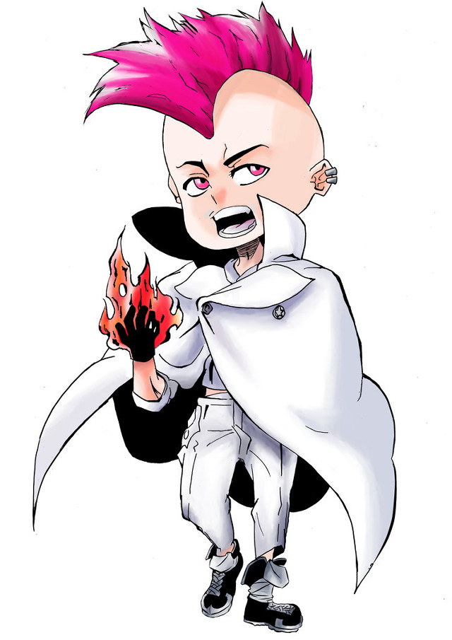 Cartoon character pink hair flame free wallpaper - medium preview image