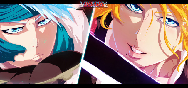 Anime blue hair blonde hair free wallpaper - medium preview image