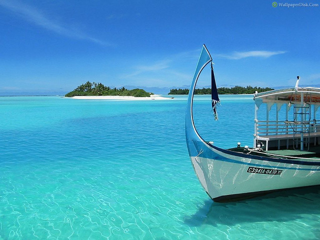 Tropical boat dock clear water #2 free wallpaper - medium preview image