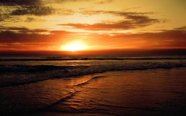 Sunset ocean waves beach person #13 free wallpaper - medium preview image
