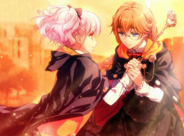 Anime characters holding hands sunset free wallpaper - medium preview image