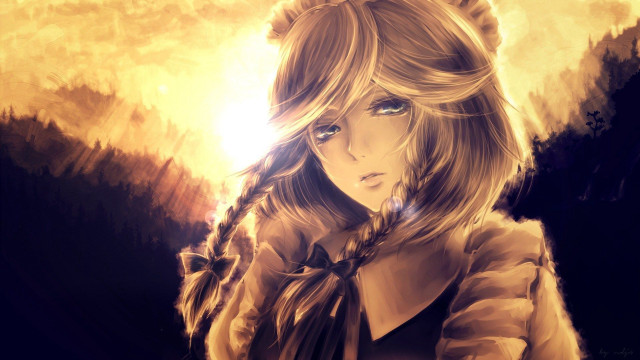 Gothic anime sunset maid braid free wallpaper - medium preview image