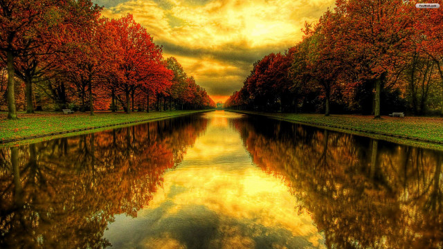 River trees sky clouds nature #2 free wallpaper - medium preview image