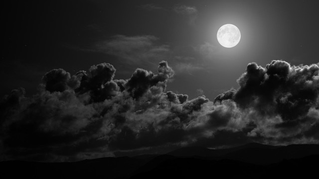 Full moon clouds mountains black #2 free wallpaper - medium preview image