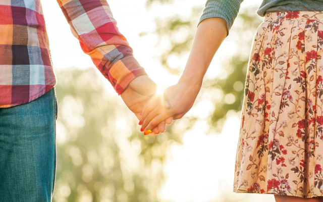 Couple holding hands park trees free wallpaper - medium preview image