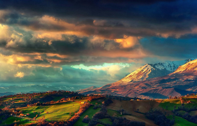 Mountain snow capped clouds sky free wallpaper - medium preview image